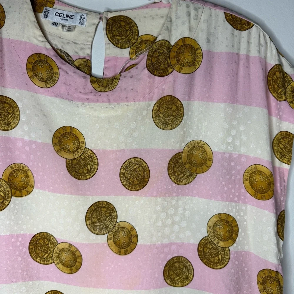 Celine Vintage Medallion Print Silk Top - Picture 9 of 11